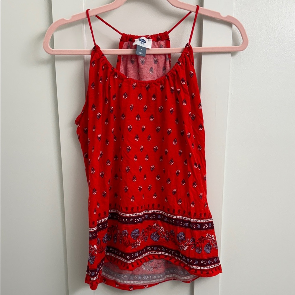 Old Navy Red Patterned Camisole Top